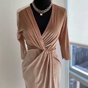 Zara Velvet stretchy faux wrap dress